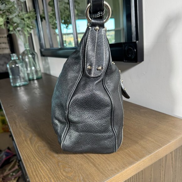 FURLA Black Pebbled Leather Hobo Shoulder Bag - Picture 8 of 11